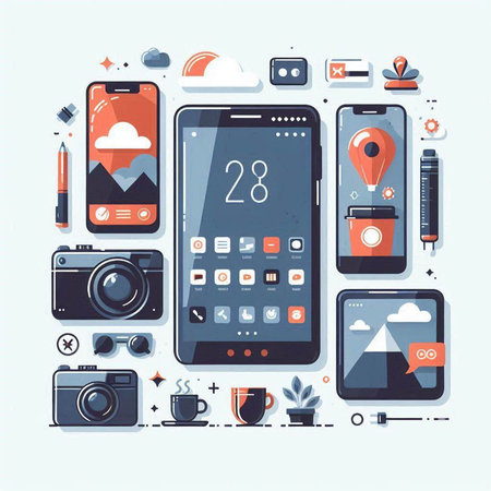 Modern flat design vector illustration concept of online learning, e-learning.のイラスト素材