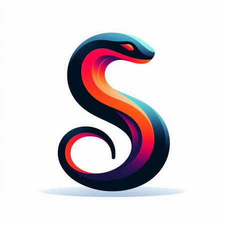 Letter S with snake. Vector illustration. Isolated on white background.のイラスト素材