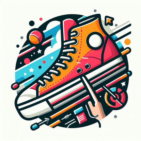 Colorful vector illustration of a skates on a white background.のイラスト素材