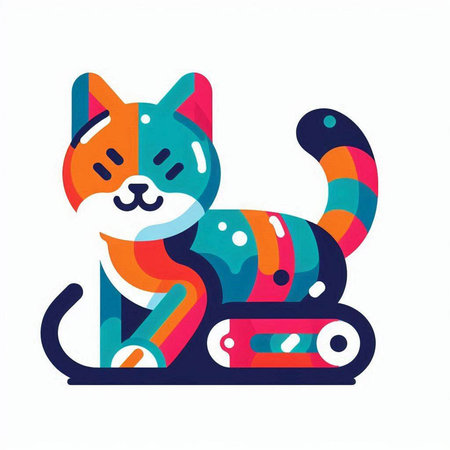 Cute cartoon cat. Vector illustration in a flat style on a white background.のイラスト素材