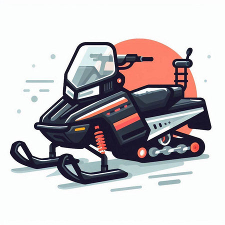 Snowmobile. Vector illustration of a snowmobile on a white background.のイラスト素材