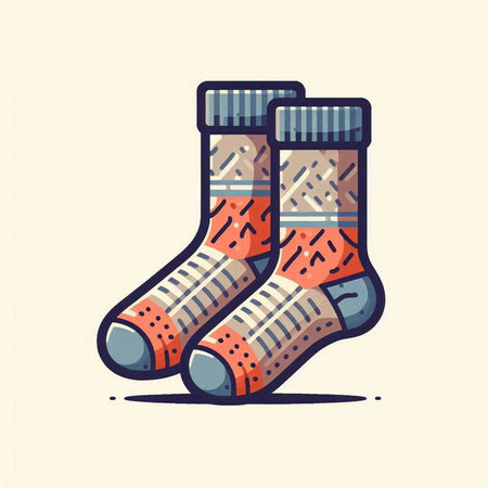 Vector illustration of a pair of socks. Hand drawn doodle style.のイラスト素材
