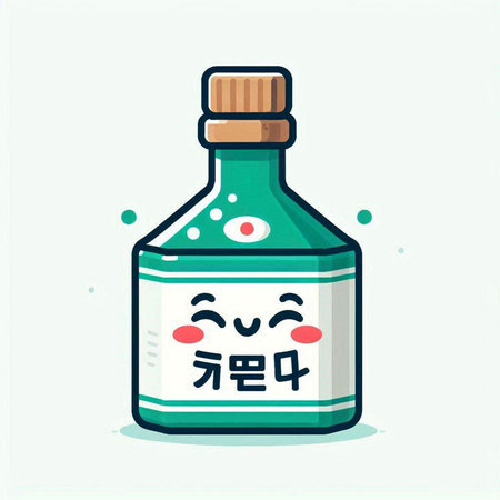 Cute cartoon kawaii bottle of tincture. Vector illustration.のイラスト素材