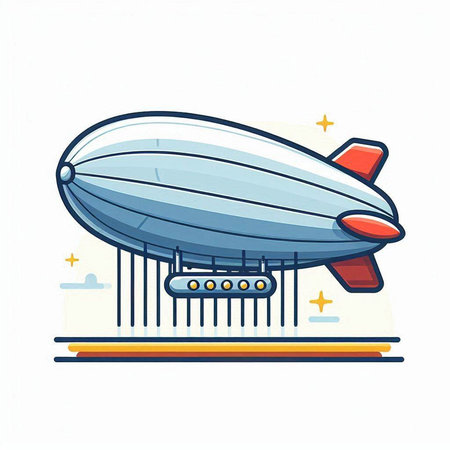 Illustration of a cartoon airship on a white background. Vector illustration.のイラスト素材