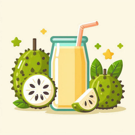 Smoothie with guava and kiwi. Vector illustration.のイラスト素材