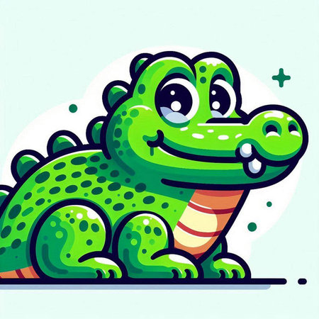 Cute crocodile cartoon character. Vector illustration of a cute crocodile.のイラスト素材