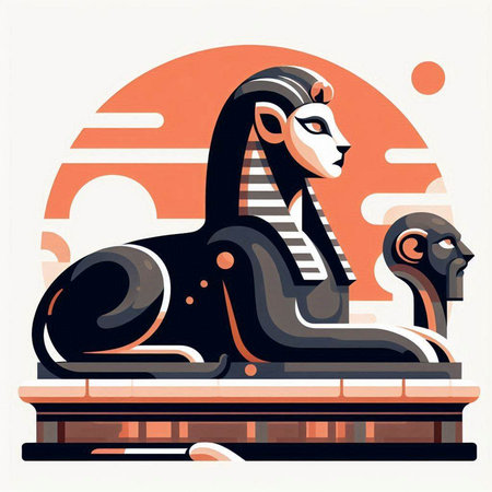 Egyptian Sphinx. Vector illustration in flat style for your designのイラスト素材