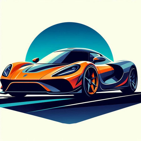 Sport car on the road, vector illustration. Side view of a sports car.のイラスト素材