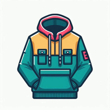 Vector illustration of a hooded jacket isolated on a white background.のイラスト素材