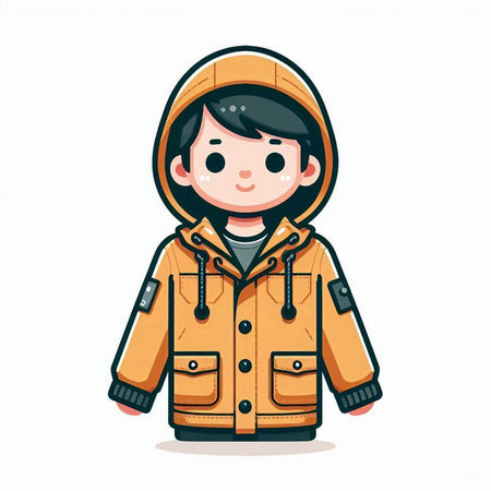 Cute little boy in winter clothes. Vector illustration. Cartoon style.のイラスト素材