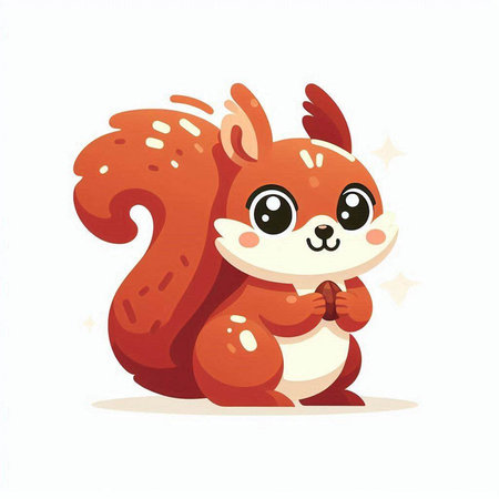 Cute cartoon squirrel. Vector illustration isolated on a white background.のイラスト素材