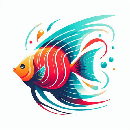 Vector illustration of a colorful fish on a white background. Design element.のイラスト素材