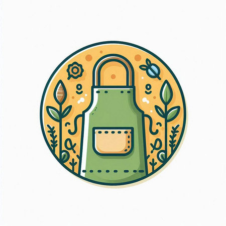 Kitchen apron icon. Hand drawn illustration of kitchen apron vector icon for web designのイラスト素材