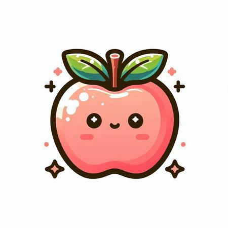 Cute apple character. Vector flat cartoon kawaii character illustration icon design. Isolated on white backgroundのイラスト素材
