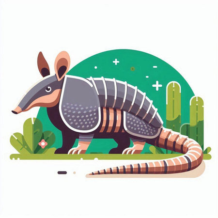 Armadillo. Cute cartoon animal. Vector illustration in flat styleのイラスト素材