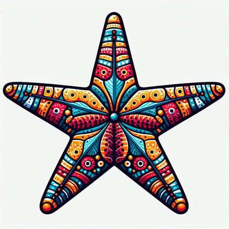 Starfish with ethnic ornaments. Hand drawn vector illustration.のイラスト素材