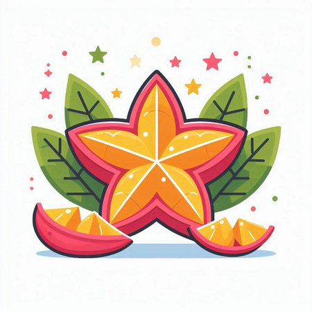 Star fruit vector illustration on white background. Star fruit flat style.のイラスト素材