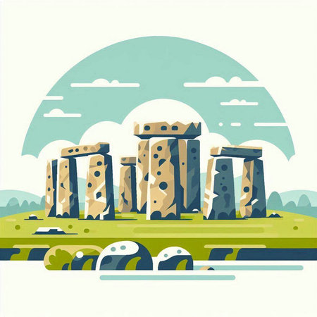 Stonehenge in flat style. Stonehenge in flat style vector illustrationのイラスト素材