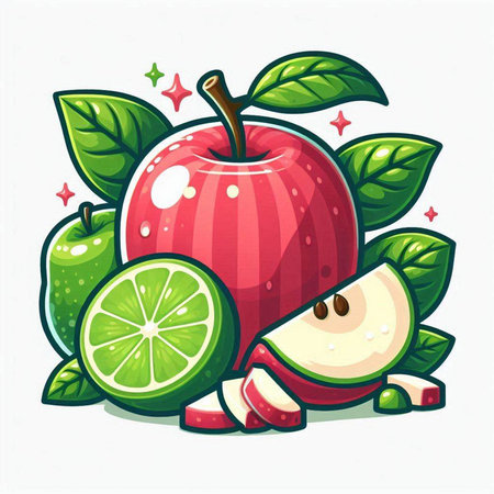 Illustration of a fresh guava fruit isolated on a white backgroundのイラスト素材