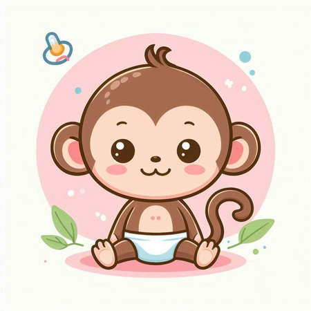 cute monkey cartoon design, vector illustration eps10 graphic.のイラスト素材