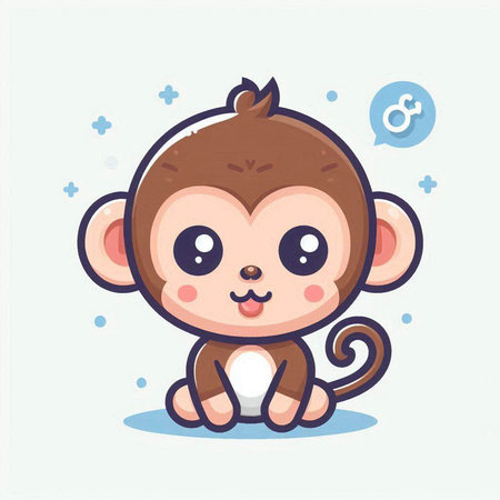 Cute cartoon monkey. Vector illustration, isolated on white background.のイラスト素材