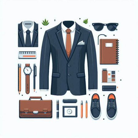 Vector illustration of a set of men's clothing, accessories and accessories.のイラスト素材