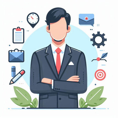 Businessman. Vector illustration in a flat style. Business concept.のイラスト素材