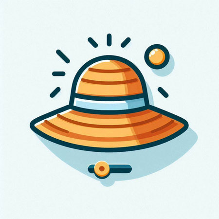 Retro summer hat icon. Vector illustration in a flat style.のイラスト素材