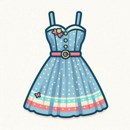 Illustration of a dirndl with a pattern on a white backgroundのイラスト素材
