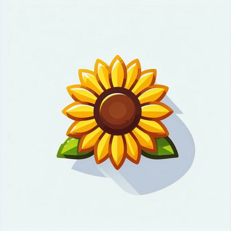 Sunflower icon on white background. Vector illustration. Flat style.のイラスト素材