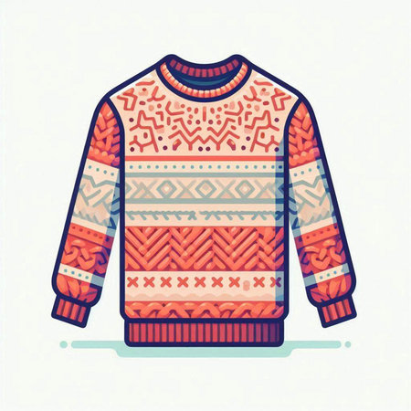 Winter knitted sweater. Colorful vector illustration for your design.のイラスト素材