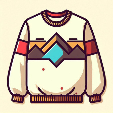 Illustration of a sweater with the image of the mountains. Vector illustrationのイラスト素材