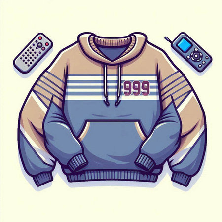 Vector illustration of a hoodie and remote control on a white backgroundのイラスト素材