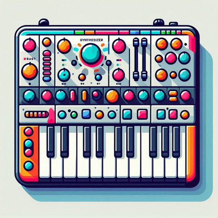 Illustration of a synthesizer on a white background. Vector illustrationのイラスト素材