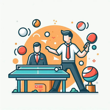 Abstract colorful background with tennis racket and ball. Vector Illustration.のイラスト素材