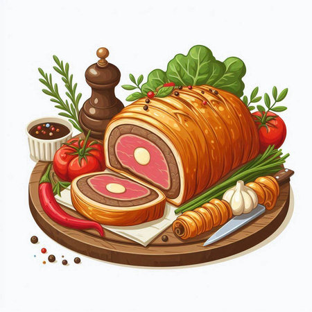 Mexican food vector illustration. Taco, tortilla, guacamole, sauce, lime, chilli, nachosのイラスト素材