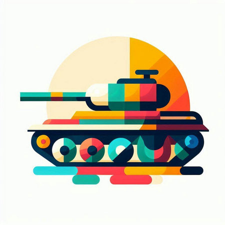 Tank icon, vector illustration. Flat design style with colorful abstract background.のイラスト素材