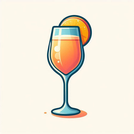 Cocktail with orange slice. Vector illustration in cartoon style.のイラスト素材