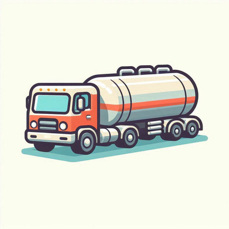 Cement truck. Vector illustration of a truck with a tanker.のイラスト素材