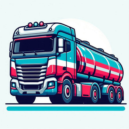 Truck with tank for transportation of bulk materials. Vector illustration.のイラスト素材
