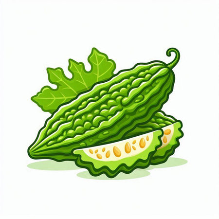 Bitter melon isolated on a white background. Vector illustration.のイラスト素材