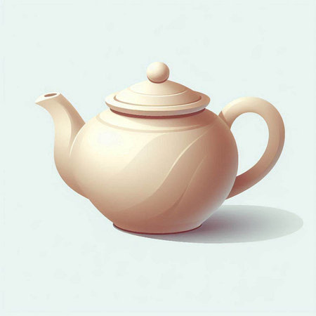 Ceramic tea pot on a white background. Vector illustration.のイラスト素材