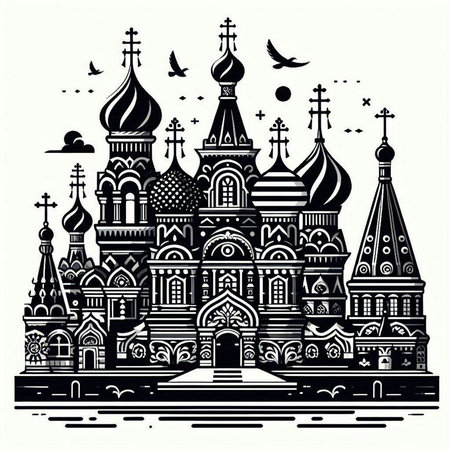 Church of the Intercession of the Most Holy Theotokos in Moscowのイラスト素材