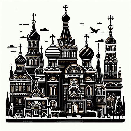 Church of the Savior on Spilled Blood, Moscow, Russia. Vector illustrationのイラスト素材