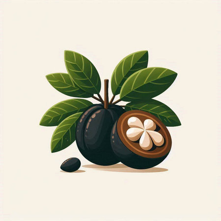 mangosteen fruit on a white background. vector illustration.のイラスト素材