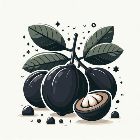 Illustration of a mangosteen on a white background, vector illustrationのイラスト素材