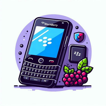 Mobile phone with fruits and berries. Vector illustration in cartoon style.のイラスト素材