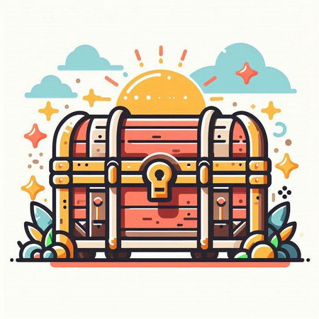 Treasure chest in flat style. Vector illustration for your design.のイラスト素材