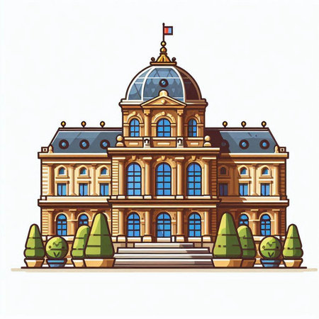 Facade of the building of the city hall. Vector illustration.のイラスト素材