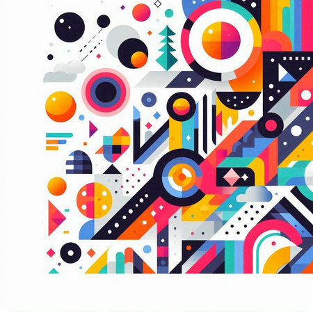 Abstract colorful geometric background with circles and lines. Vector Illustration.のイラスト素材